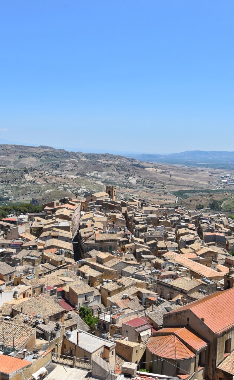 The aerial panoramic view of Caltagirone city,  Sicily, Italy.